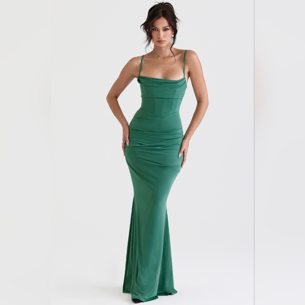 House of CB Emerald Green Maxi Slip Dress - Picture 4 of 15